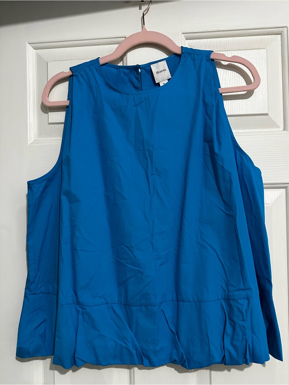 Marve Royal Blue Sleeveless by Bubble Hem Top